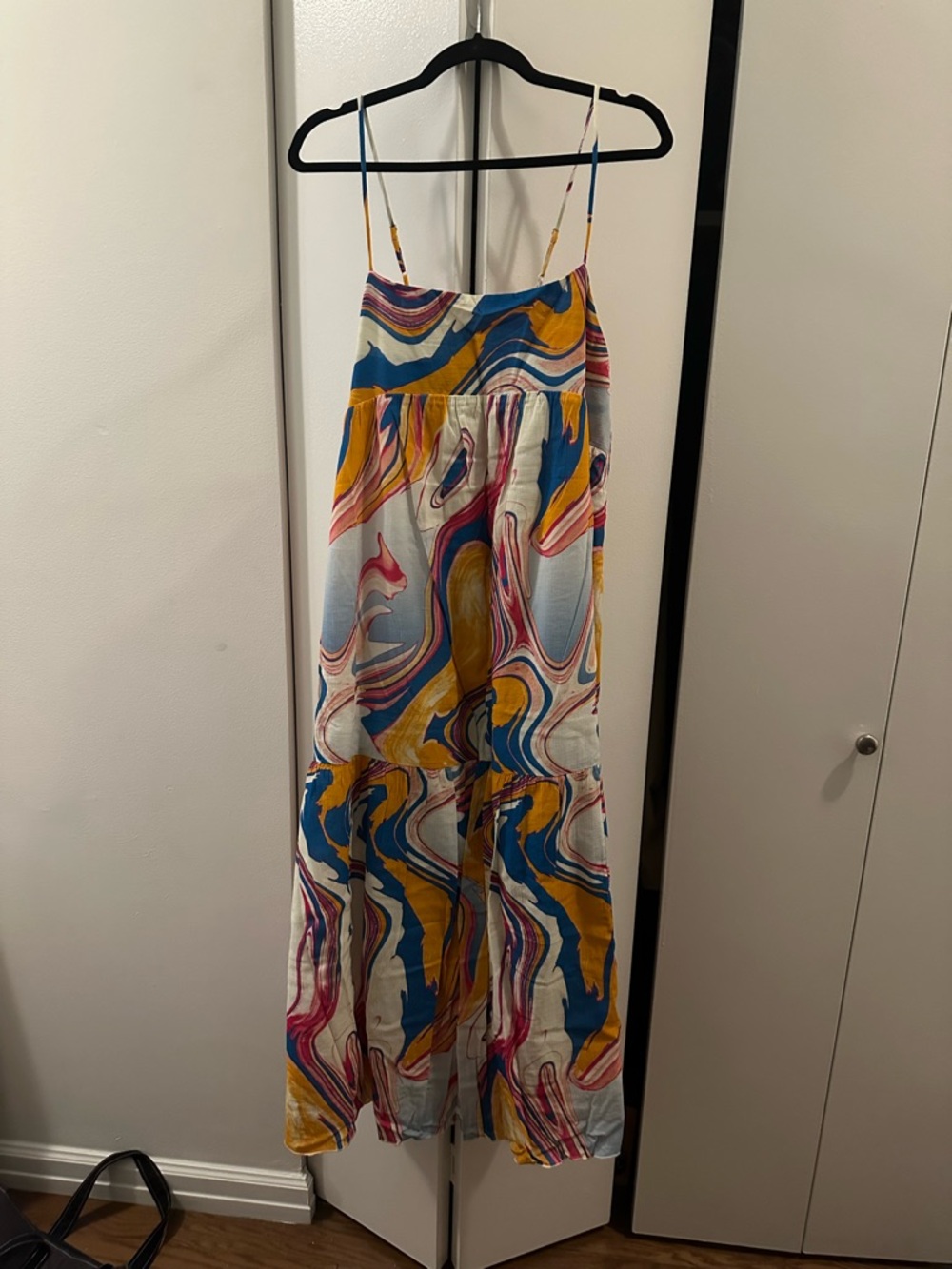 Peter Som Pink Marble-Print Maxi Dress